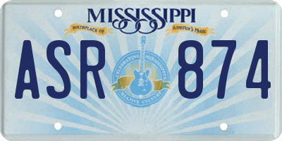 MS license plate ASR874