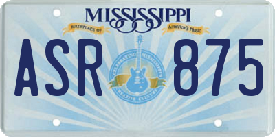 MS license plate ASR875