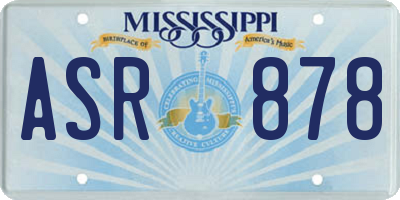MS license plate ASR878
