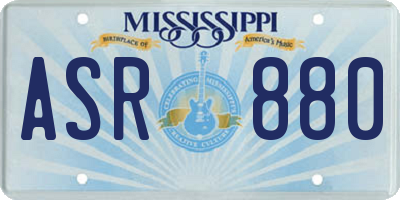 MS license plate ASR880