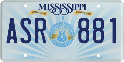 MS license plate ASR881