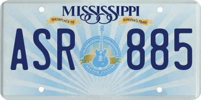 MS license plate ASR885