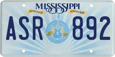 MS license plate ASR892