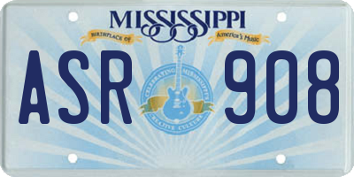 MS license plate ASR908