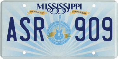 MS license plate ASR909