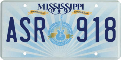 MS license plate ASR918
