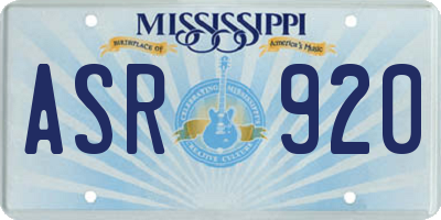 MS license plate ASR920