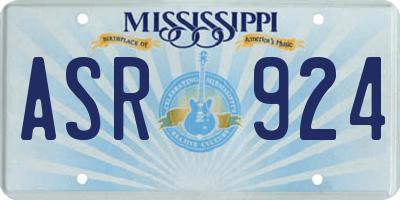 MS license plate ASR924