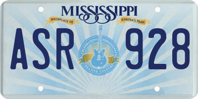 MS license plate ASR928