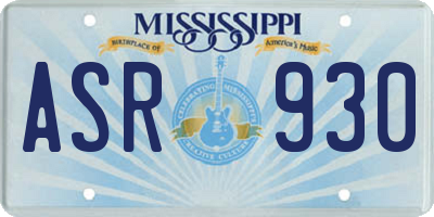 MS license plate ASR930