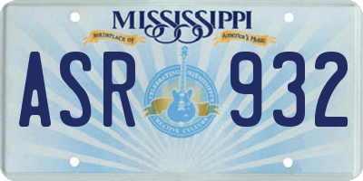 MS license plate ASR932