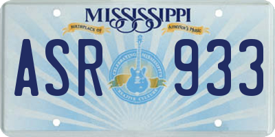 MS license plate ASR933