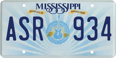 MS license plate ASR934