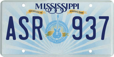 MS license plate ASR937