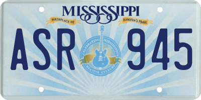MS license plate ASR945