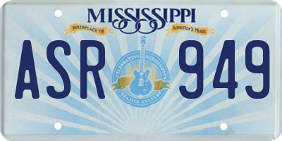 MS license plate ASR949