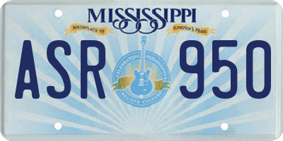 MS license plate ASR950