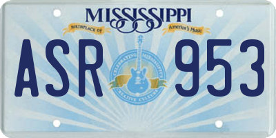 MS license plate ASR953