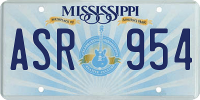 MS license plate ASR954