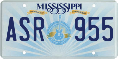 MS license plate ASR955