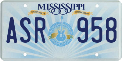 MS license plate ASR958