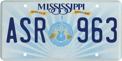 MS license plate ASR963