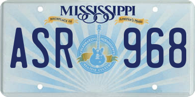 MS license plate ASR968