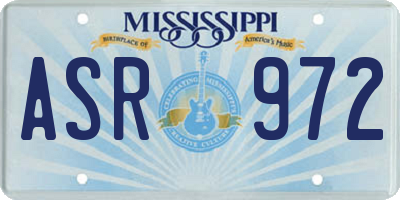 MS license plate ASR972