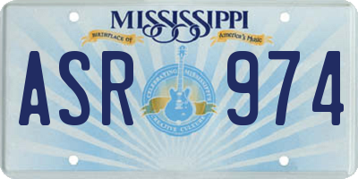 MS license plate ASR974