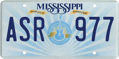 MS license plate ASR977