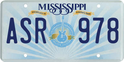 MS license plate ASR978