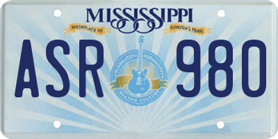 MS license plate ASR980