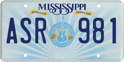 MS license plate ASR981