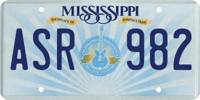 MS license plate ASR982