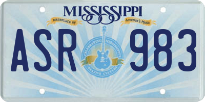 MS license plate ASR983