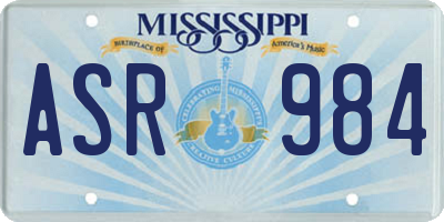 MS license plate ASR984