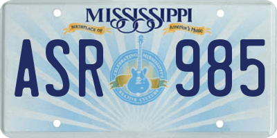 MS license plate ASR985