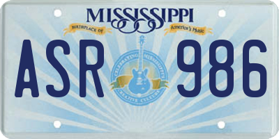 MS license plate ASR986