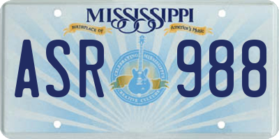 MS license plate ASR988