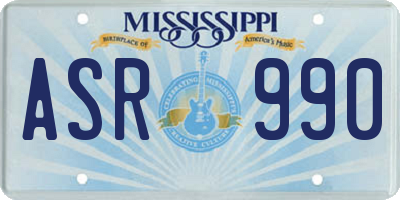 MS license plate ASR990