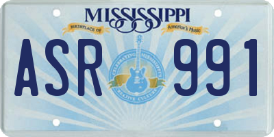 MS license plate ASR991