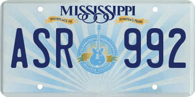 MS license plate ASR992