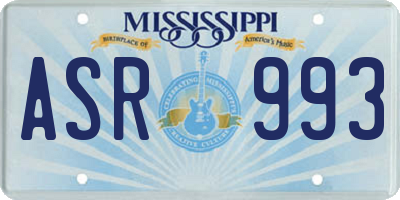 MS license plate ASR993