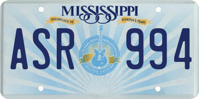 MS license plate ASR994