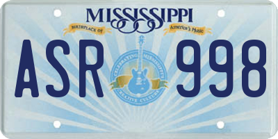 MS license plate ASR998