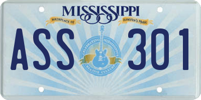 MS license plate ASS301