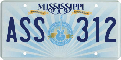 MS license plate ASS312