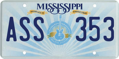 MS license plate ASS353