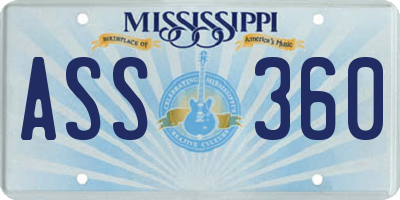 MS license plate ASS360