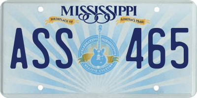 MS license plate ASS465